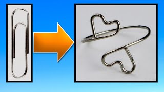 Easy Paperclip or 20g Wire Double Heart Ring Tutorial DIY Jewelry Making [upl. by Ellene]