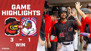 Red Wings vs Bisons Game Highlights 732024 [upl. by Sokem464]