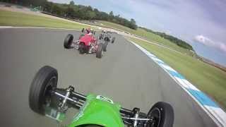 30613 Formula Vee Donington Race 2  1st lap crash amp rear suspension collapse [upl. by Magdalen29]