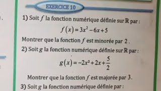 Fonction majorée minorée et bornée exercice 10 p 77 ALMOUFID [upl. by Wiltz]