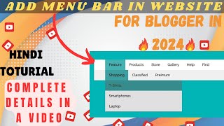 How To Add Navigation Bar in Blogger 2024 For Free  Top Menu Navigation Bar BlogSpot  MT TUROR [upl. by Ayel708]