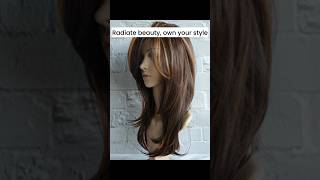 Long Layered ShoulderLength Brown Wig with Camel Highlights [upl. by Aihsemat]