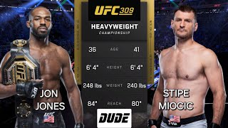 JON JONES vs STIPE MIOCIC  UFC 309  AI Prediction  Full Fight [upl. by Schuler]