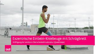 Exzentrische EinbeinKniebeuge mit Schrägbrett  Patellaspitzensyndrom Übungen [upl. by Harness838]