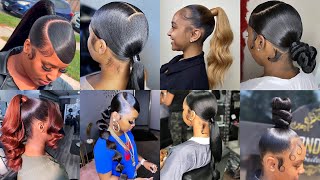 New amp Latest Sleek Ponytail Hairstyles For Black Women 2023  Cute [upl. by Eleira289]