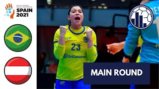 Brasil vs Áustria  Main Round  Campeonato Mundial de Handebol Feminino 2021 [upl. by Alliuqaj]