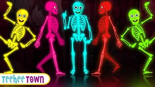 Five Skeletons Dancing Song  Spooky Scary Skeleton Songs  Teehee Town [upl. by Faxen361]