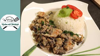 Putengeschnetzeltes mit Champignons und Reis  Leckeres Gericht zum Nachkochen [upl. by At]