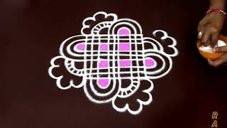 Easy rangoli design  beautiful daily kolam  muggulu by sunitha [upl. by Anasus419]