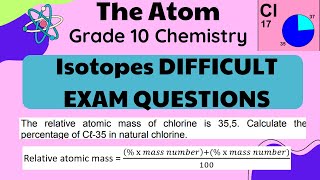 Grade 10 Isotopes and Relative Atomic Mass DIFFICULT EXAM QUESTIONS part 1 [upl. by Siloam]