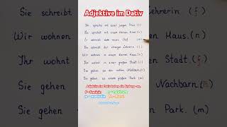 Deklination der Adjektive deutsch deutschlernen dativ deutschonline german learngerman shorts [upl. by Annayr]