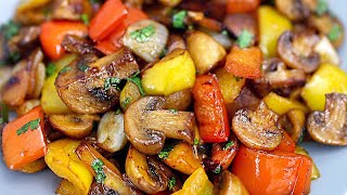 Rezept für leckere Champignons mit Gemüse in einer Pfanne Einfach und schnell [upl. by Kosak]