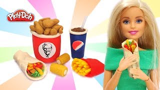 DIY How to make Play Doh Food Miniature Fast Food for Barbie [upl. by Sina]