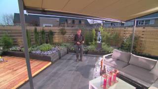 Mooiezonwering nl met de Markilux Pergola zonwering in Robs Grote Tuinverbouwing [upl. by Oruam]