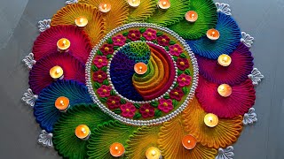 1781 Satisfying video  Diwali rangoli designs  Navratri rangoli design  Sand art [upl. by Mcclimans758]