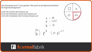 Binomialverteilung – Übungsaufgabe Glücksrad – Bernoulli [upl. by Anyal]