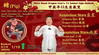 The Pig  2024 Chinese Zodiac 12 Animal Signs Outlook [upl. by Cowles801]