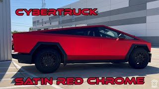 Satin red chrome Cybertruck [upl. by Lamp]