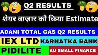 Iex Q2 Results  Atgl Q2 Result  Pidilite Industries Q2 Results Today  AU Small Finance Q2 Result [upl. by Olwena]