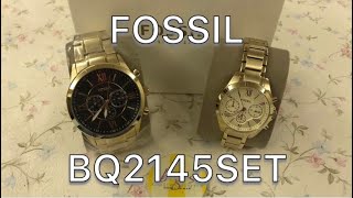 FOSSIL HIS amp HER CHRONOGRAPH GOLDTONE WATCH GIFT SET  BQ2145SET [upl. by Eelrebmik]