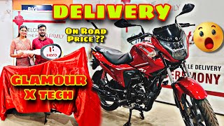 finally new HERO GLAMOUR X TECH ka delivery le lia 😍  SHOCKING On Road Price  🤩 [upl. by Ahtamas360]