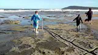 Ethan has Cerebellar Hypoplasia Ataxia Walking on the beach with Hiking sticks [upl. by Crosse]