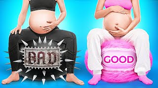 PARENTING HACKS amp TRICKS  Bad vs Good Pregnant Twins  Rich vs Poor Parents Cool Ideas by 123 GO [upl. by Eelanna]