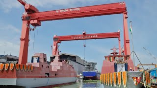 Cochin Shipyard launches two antisubmarine warfare shallow watercraft for Navy  MALPE  MULKI [upl. by Novla]