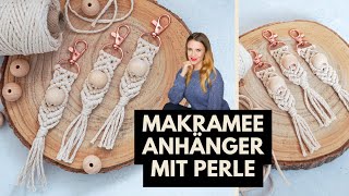 Makramee Schlüsselanhänger mit Perle Anleitung [upl. by Arnold459]