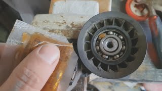 Serpentine Belt tensioner pulley noise grease it DIY guide [upl. by Lucina]