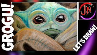 Lets Draw Grogu Baby Yoda Awe so Cute Star Wars Art Grogu GroguArt BabyYoda StarWarsArt [upl. by Gracye]