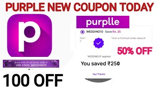 purple new coupon today 100 off  Purplle coupon code  50 off [upl. by Ardnwahsal364]