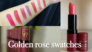 Golden Rose Velvet matte swatches  Golden Rose lipsticks swatches goldenrose [upl. by Cyrus]