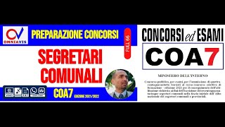 SEGRETARI COMUNALI  corso di preparazione per il COA7 edizione 20212022 11112021 [upl. by Haggai]