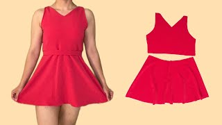 Short Flared Dress Sewing Tutorial Create a Stylish and Chic Outfit in Just a Few Easy Steps [upl. by Benenson]