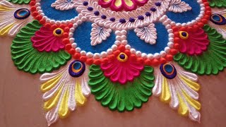 big multicolored festival rangolieasy rangoli design relaxing rangoli video [upl. by Eelta]