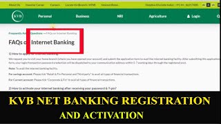 How to Register KVB Karur Vysya Bank Internet Banking Tamil Banking [upl. by Analem]