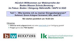 WebinarReihe der BodenWasserSchutzBeratung Teil 1 Wie komme ich zu meiner Düngeobergrenze [upl. by Aindrea]