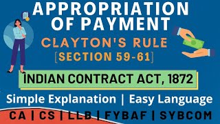 Appropriation of Payment  Claytons Rule  Section 5961  Indian Contract Act  Examples in Hindi [upl. by Winifield656]