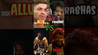 South Indian No1hero 🔥🔥kon Allu Arjun vs Prabhas vs Yesh KGF vs Rajnikant southshorts [upl. by Aicrop]