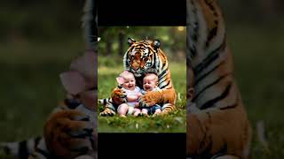 A hug male animals playing with 2 little baby boy🥰🥰😍😍🤩🥰🥰🥰 [upl. by Chappy]