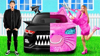 Pink Car vs Black Car Challenge by KiKi Challenge [upl. by Yendic]