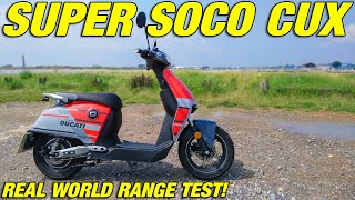 Super Soco CUX  Real World Range Test [upl. by Fitzger]