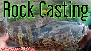 Catch A Big Grouper Lighthouse Rock Casting Rock Fishing Fishing Videos Fish Hunting amp Cooking [upl. by Oglesby878]