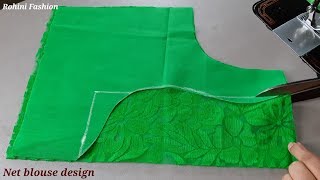 Net blouse designcutting and stitching back neck [upl. by Hugh]