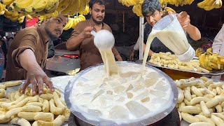 Crushed Ice Banana Milkshake 🍌 Roadside Street Drink Banana Juice Making  Street Food Processing [upl. by Aicirtak]