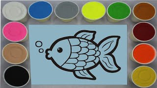 Sand painting Pet Fish Coloring with Multi Color Sand Sand Art For Kids amp Toddlers [upl. by Jerz]