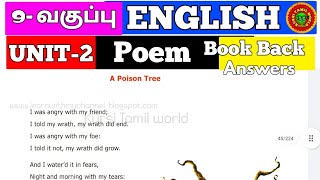 9th english unit 2 poem book back answers [upl. by Brennen]