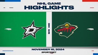 NHL Highlights  Stars vs Wild  November 16 2024 [upl. by Atiuqel524]