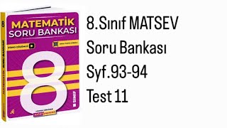 8SINIF MATSEV MATEMATİK S9394 TEST 11 [upl. by Anaek]